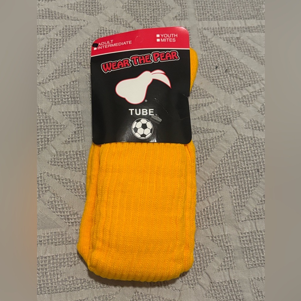 Pear Sox Long Tube Athletic Socks Adult Yellow New